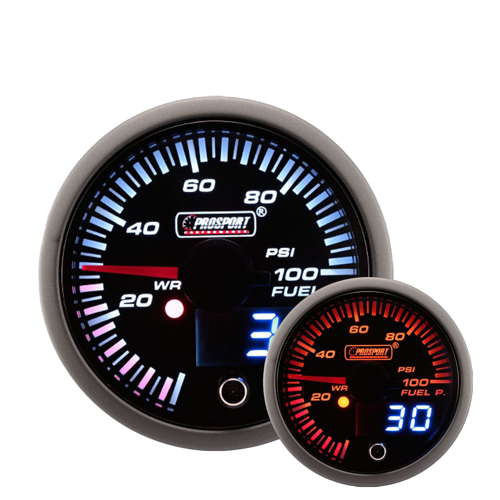52mm JDM fuel pressure gauge with amber white dual display