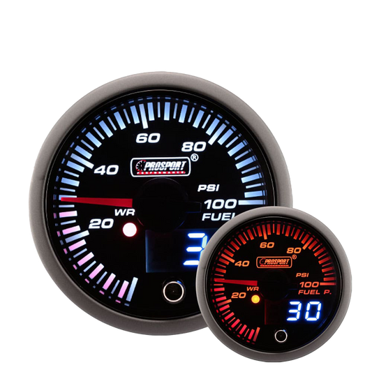 52mm JDM fuel pressure gauge with amber white dual display