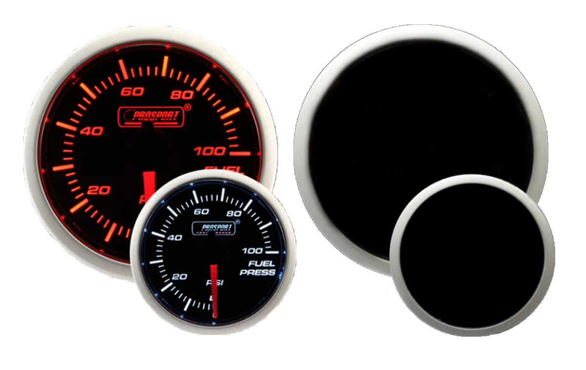 Prosport Performance Series Amber/White 52mm Electric Fuel Pressure Gauge