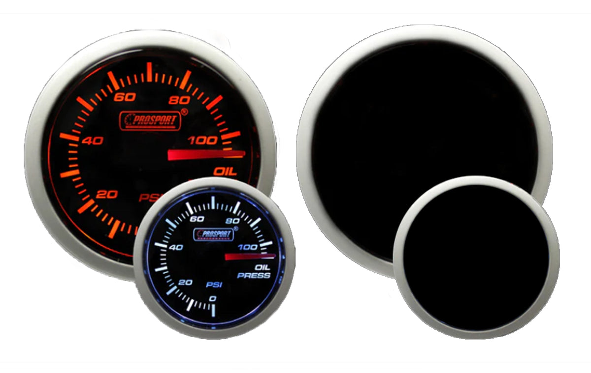 Prosport Performance Series Amber/White 52mm Electric Oil Pressure Gauge